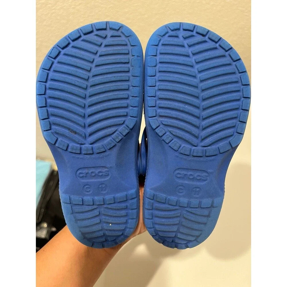 Crocs Classic Clogs Blue Kids Size 11C with Monkey Jibbitz Charm
